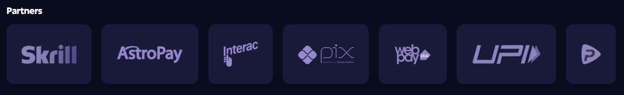 Roobet payment partners — Skrill, AstroPay, Interac, PIX, UPI